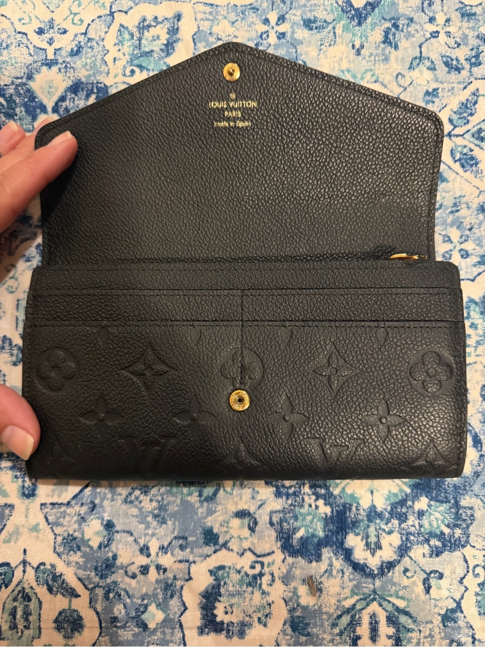 Louis Vuitton Black Monogram Empreinte Envelope Clutch Wallet with Gold Snap - Picture 4 of 14
